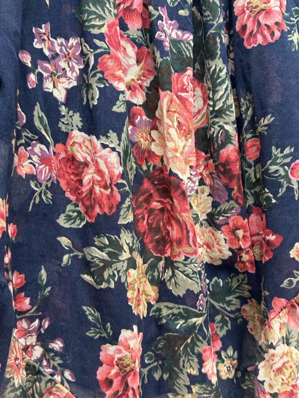 Denim & Supply Ralph Lauren Navy Floral Printed Top Bohemian Cottagecore Large - Picture 8 of 9